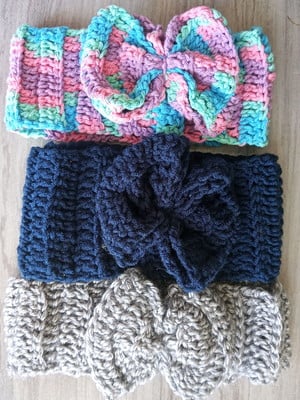 Faixa de cabelo com laço: kit c/ 3 unid.