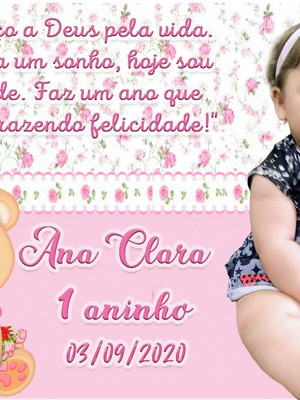 Imã de geladeira personalizado chá de bebê ursinha 7x5cm