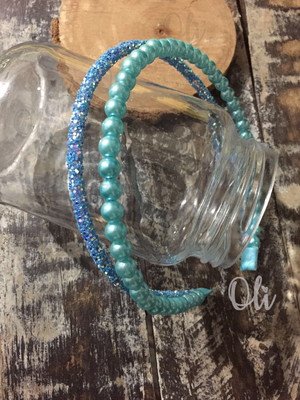 Tiara dupla glitter e perola