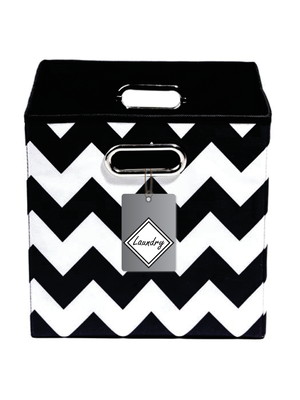 Cesto org. chevron preto laundry losango tag cinza- cód 4577