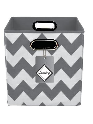 Cesto org. chevron cinza laundry losango tag cinza- cód 4580