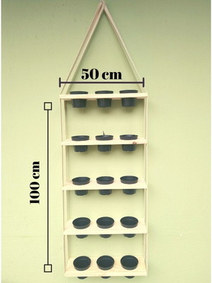 Jardim vertical suspenso com 5 prateleiras furadas +15 vasos