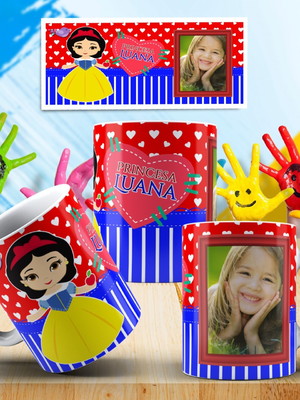 Lembrancinha caneca branca de neve modelo com foto