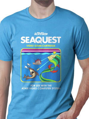 Camiseta camisa geek game jogo seaquest atari azul
