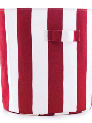 Cesto redondo org. com listras vermelho e branco - cód 4593