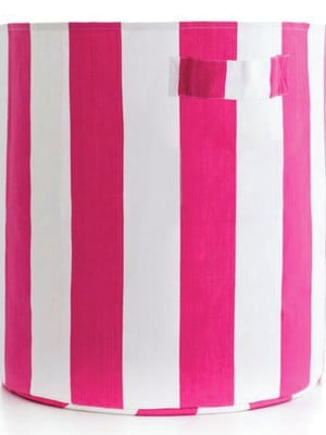 Cesto redondo org. com listras pink e branco - cód 4596