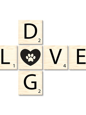 Letras para parede em madeira palavras cruzadas love dog