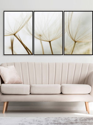 Conjunto 3 quadros dente de leão lindo moderno lançamento