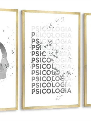 Kit 3 quadros psicologia consultórios decoração com moldura