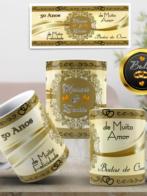 Caneca bodas de ouro