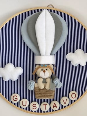 Quadro porta-maternidade urso aviador