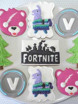 Biscoitos fortnite 2 -lhama, urso rosa e moeda v bucks
