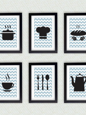 Conjunto 6 quadros decorativos para cozinha moldura