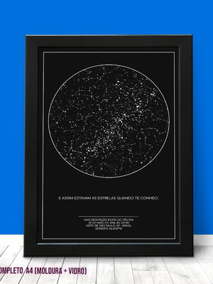 Quadro mapa das estrelas do céu personalizado a4 completo