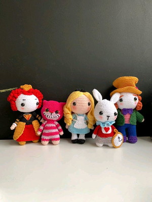 Coleção alice país das maravilhas - 5 personagens amigurumi