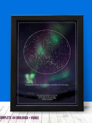 Quadro mapa das estrelas aurora boreal | a4 completo