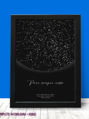 Quadro mapa das estrelas astral | a4 moldura e acrílico