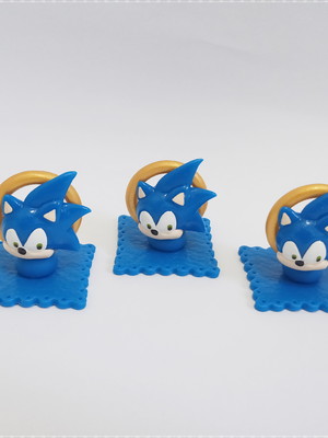 Kit com 10 apliques do sonic com anel