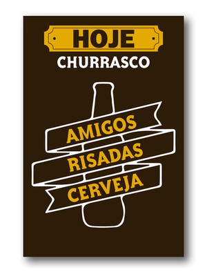 Placa decorativa com frase churrasco área gourmet