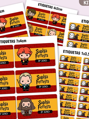 Kit etiquetas escolar com 127un - harry potter 4