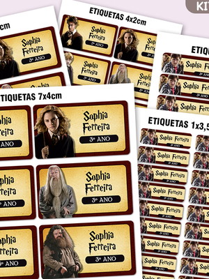 Kit etiquetas escolar com 127un - harry potter