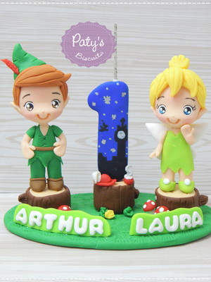 Topinho com vela peter pan e sininho