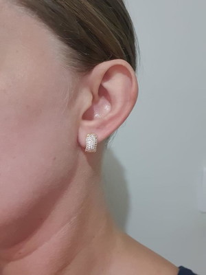 Brinco argola zircônia tam 14mm banhado ouro18k