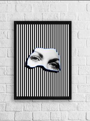 Quadro pop art olhos mulher preto e branco