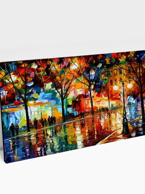 Quadro decorativo praça colorido lindo contemporâneo premium