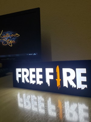 Luminária freefire acrílico - gamer geek led