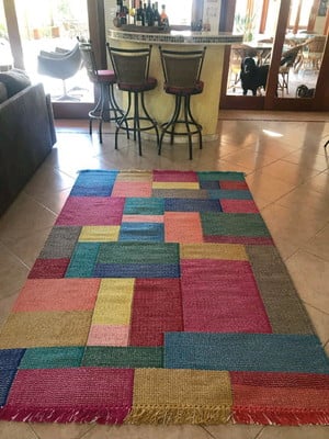Tapete artesanal sala 2,00 x 1,50 sisal e algodão