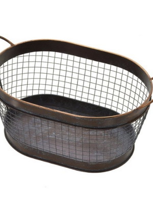 Cesto organizador decorativo vaso plantas em metal
