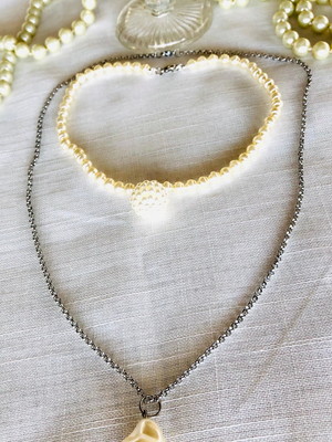 Kit choker + colar de alongado com pérolas