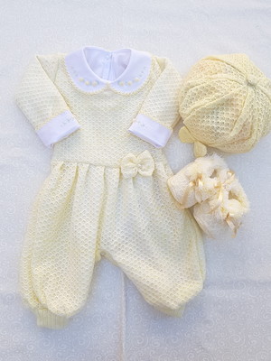 Conjunto 4 pçs macacão honey amarelo