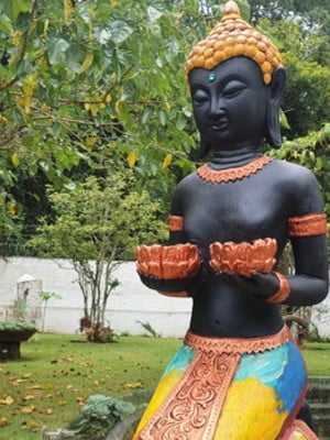 Buda castiçal 47 cm | preto e multicolor