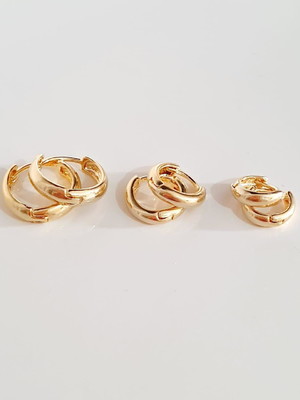 Trio de brinco argola 10mm 12mm 14mm banhado ouro 18k