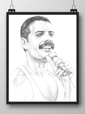 Desenho de retrato com grafite