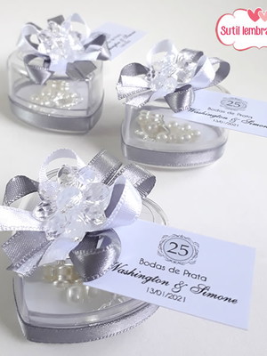 Coração com tercinho bodas de prata (pedido mínimo 100 unid)