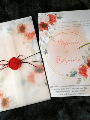 Convite de casamento papel vegetal