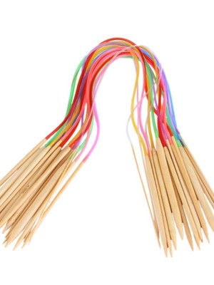 Oferta kit 18 agulhas tricô circular 100 cm bambu promoção