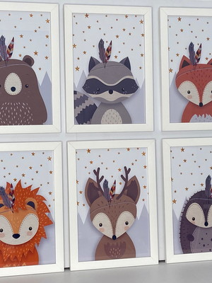 Kit quadros decorativos safari luxo quarto bebê infantil
