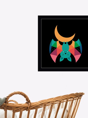 Quadro infantil - morcego & lua