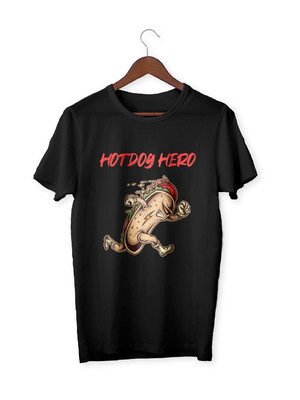 Camiseta divertida super herói hot dog