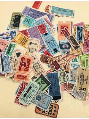 Adesivos - tickets (aproximadamente 78 peças)