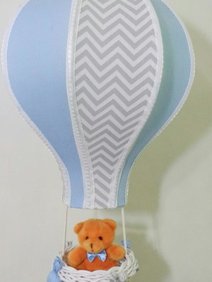 Lustre infantil balão chevron cinza com azul