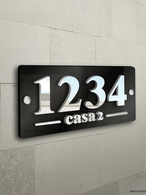 Números residenciais placa acrílico 25 x 15 cm