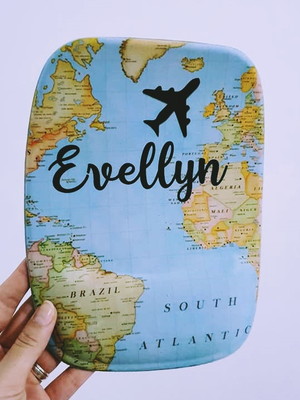 Mouse pad retangular com apoio -mapa + nome