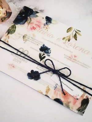 Convite para casamento papel vegetal