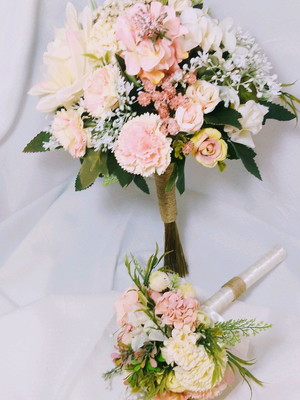 Buque de noiva e mini buquê rosa
