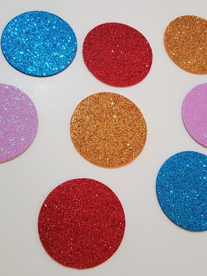 Círculo em eva com glitter 5cm